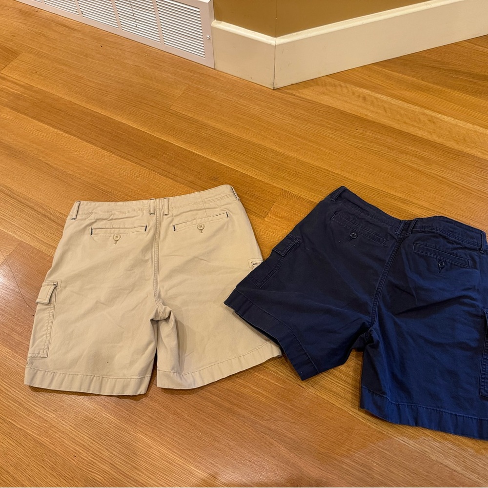 2 Pairs of L.L. Bean Women's Cargo Shorts in Tan and Navy Size 8 School Beach